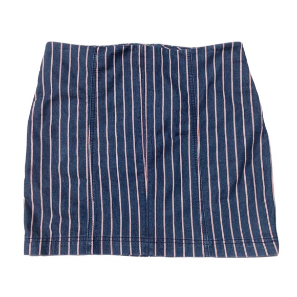 Others Follow Dark Indigo Lexi High Rise Pinstripe Stretch Denim Skirt, Medium - Picture 5 of 16